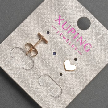Xuping Heart-Shaped Ball-Stud Earrings, 7×5 mm, ± 18K Gold Plating