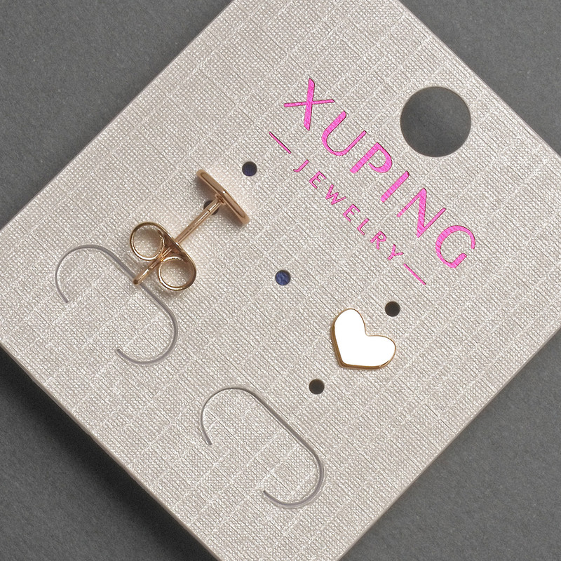 Xuping Heart-Shaped Ball-Stud Earrings, 7×5 mm, ± 18K Gold Plating