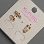 Xuping Owl Stud Earrings with White and Black Crystals, diameter 7 mm, length 12 mm, 18K Gold Plating