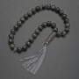 Larvikite prayer beads smooth 12 mm bead + rondelle 15×5 mm + centerpiece bead 28×11 mm+