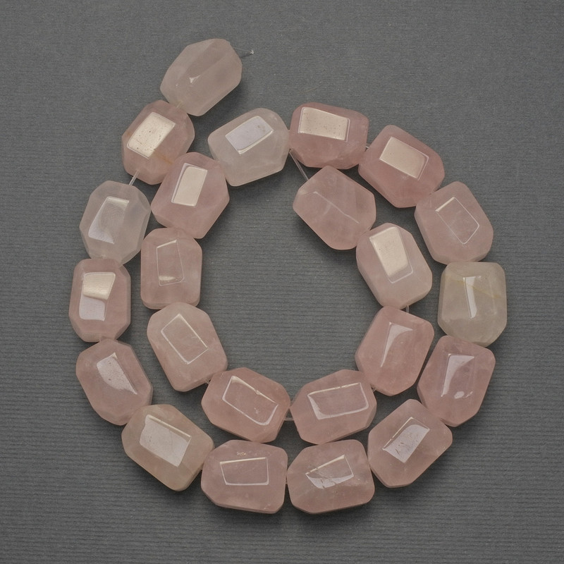 Pink Quartz Beads, Natural Stone, Faceted, 16x13mm ± on Thread, Length 38 cm+