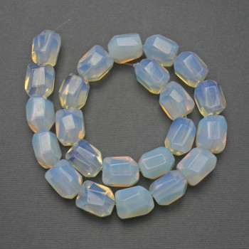 Moonstone Beads, natural gemstone, faceted, 16x13 mm, on thread, length approx. 38 cm+