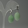 Faceted nephrite oval earrings, 15×20 mm, length 36 mm