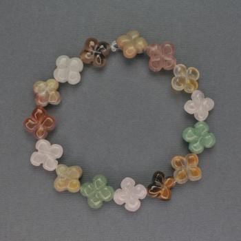 Assorted natural stone beads in the shape of a shamrock, diameter 14×14 mm ±, length 20 cm ±