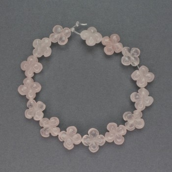 Rose Quartz Beads, Natural Stone, Shamrock Shape, Diameter 13x13 mm, Length 20 cm
