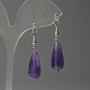 Amethyst Drop Earrings, 10×23 mm diameter, 40 mm total length