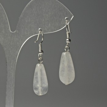 Rock Crystal Drop Earrings, diameter 10×25 mm, length about 40 mm