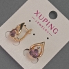 Xuping Earrings with White Rhinestones and Purple Crystal, 11mm diameter+-, 16mm length+-, 18K Gold Plating
