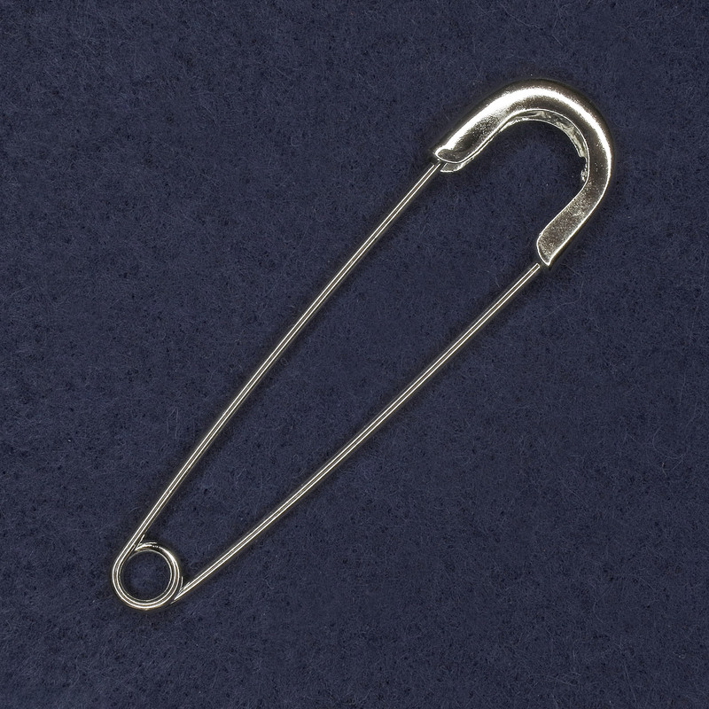 Brooch Pin 20x77mm ± Silver-Toned Metal