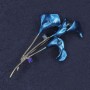 Calla Brooch with Crystals, Blue Enamel, Silver-Tone Metal, 35×60 mm+