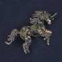 Brooch 'Unicorn' with Crystals Silvery Metal 47x35mm+