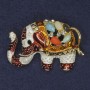 Brooch «Elephant» with crystals and assorted stones, enamel, gold-tone metal, 40×28 mm+