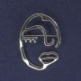 Brooch Face Accent Silver Color 34x47mm +/- Silvery Metal