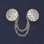 Cardigan Brooch-Clip, Silver-Toned Metal, Diameter 20 mm ±, Chain Length 9 cm ±