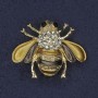Bee Brooch with golden-brown enamel, white and black crystals, gold-tone metal, 25x30mm+