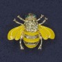 Bee Brooch yellow enamel white and green crystals gold-tone metal 25×30 mm+
