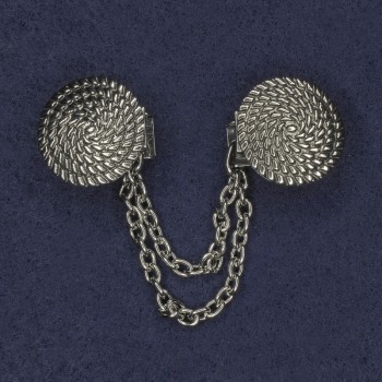 Silver cardigan clip brooch