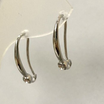 Earring posts with white crystals 4 mm ± silver-tone metal 22x2 mm ± - pair