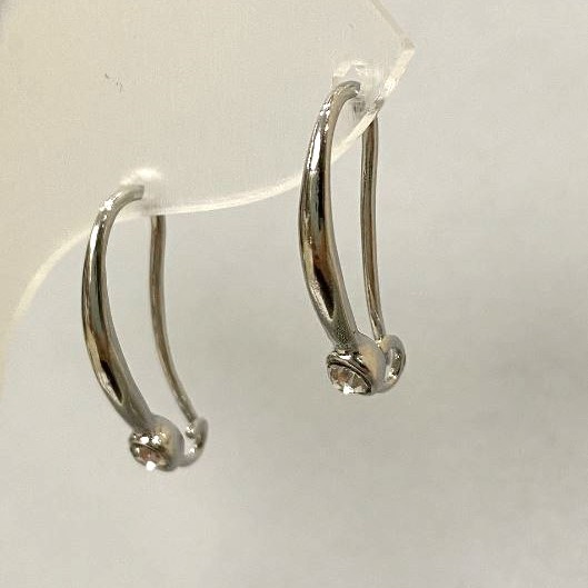 Earring posts with white crystals 4 mm ± silver-tone metal 22x2 mm ± - pair