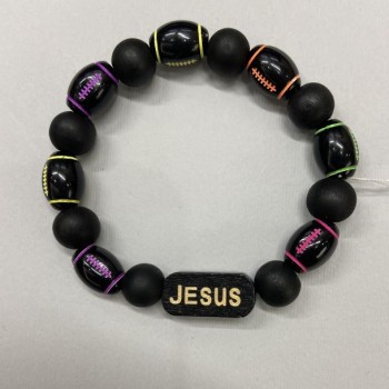 Bracelet with Wooden Beads, bead diameters 15×10 mm ± and 12 mm ±, insert 24×12 mm ±, length 18 cm ±