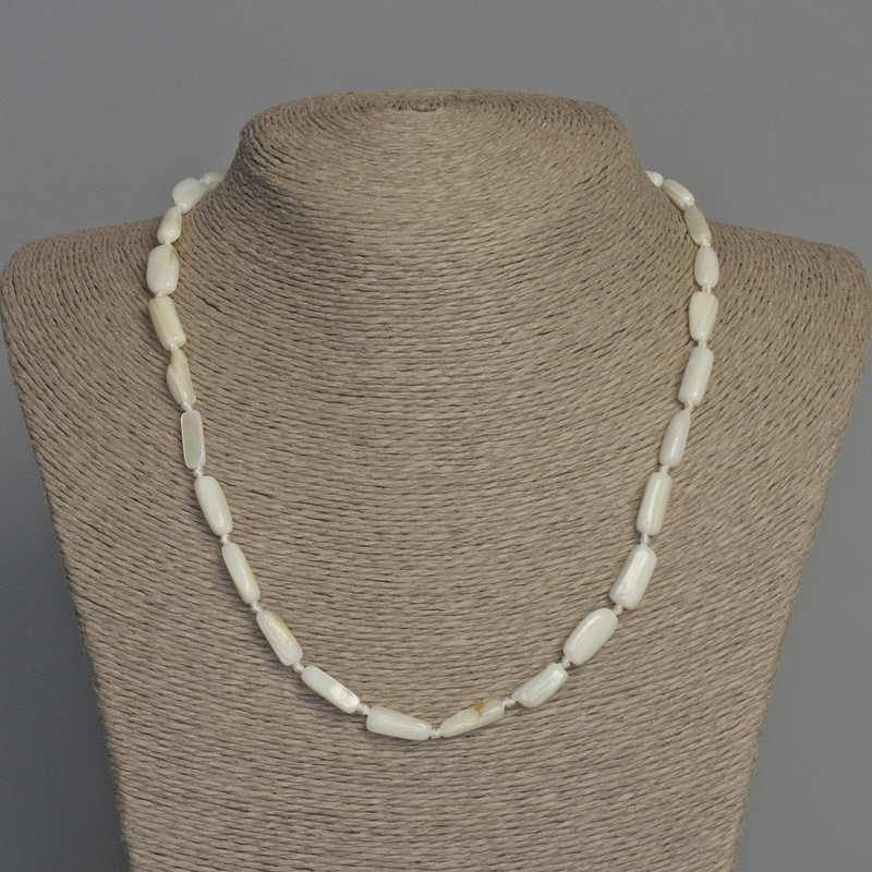 Mother-of-pearl necklace, faceted beads, diameter 14x6 mm, length 50 cm