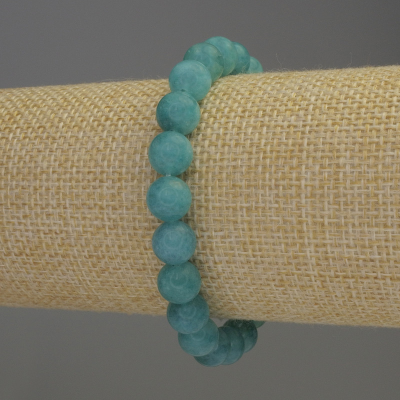 Aquamarine bracelet, smooth beads, 8 mm
