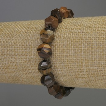 Tiger's Eye Bracelet with Faceted Beads, 10x9 mm, 18 cm Stretch