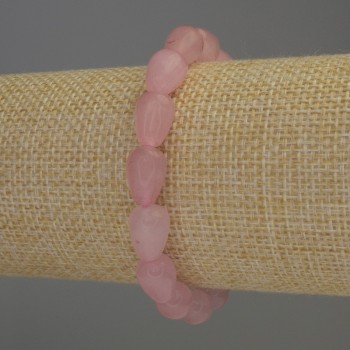 Pink Quartz Bracelet Drop, 12×8 mm diameter, 18 mm length, stretch
