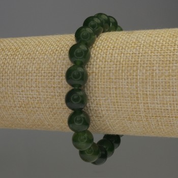 Jadeite bracelet with smooth beads, 10 mm diameter, 18 cm length, stretch