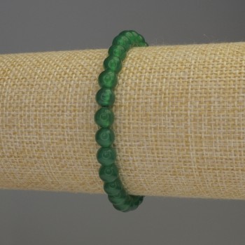 Chrysoprase Bracelet with Smooth Beads, 6 mm Diameter, 18 mm Length, Stretch