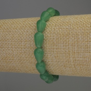 Drop-shaped Jade Bracelet, 12x8 mm, 18 mm length, stretch