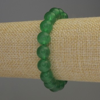 Jade bracelet with smooth beads, 10 mm diameter, 18 mm length, stretch