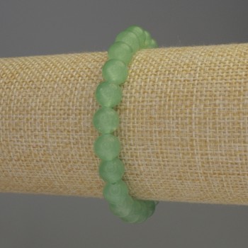 Jade Bracelet with Smooth Beads, 8 mm Diameter, 18 mm Length, Stretch