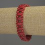 Coral bracelet on a double thread, rice beads 13×5 mm, with 4 mm smooth beads, length 18 cm (stretch)