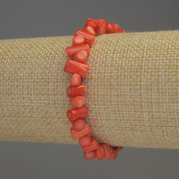 Bracelet Orange Coral Column Beads, 5–8×5 mm diameter, 18 cm stretch