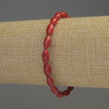 Coral Grain Bracelet, bead diameter 10x5 mm, length 18 cm, stretch