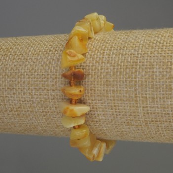 Amber crumb bracelet 9–11×3–5 mm with 3 mm beads, length 18 mm, elastic