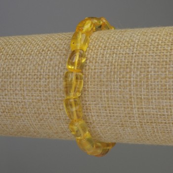 Amber bracelet, Faceted 8x8mm, Length 18mm, Elastic