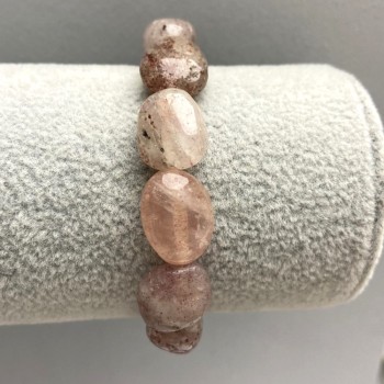 Strawberry Quartz Faceted Bracelet, bead diameter 17×12×6 mm, length 18 mm ± stretch