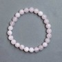 Pink Quartz Bracelet with Faceted Bead, 8 mm Diameter ±, 18 mm Length ±, Stretch