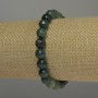 Green Jasper Bracelet with Faceted Beads, 8 mm Diameter, 18 cm Length, Stretch