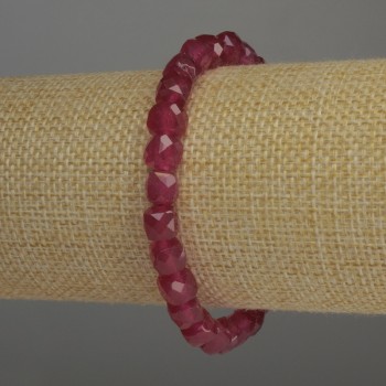 Faceted tourmaline cube bracelet, 7×7 mm, 18 cm stretch