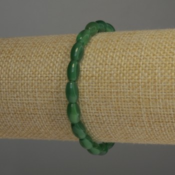 Chrysoprase Barrel Bracelet, diameter 9x6 mm, length 18 cm stretch
