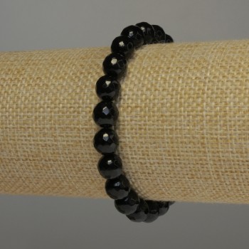 Elastic bracelet with faceted agate beads, 8 mm diameter, 18 cm length