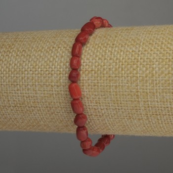 Tumbled Coral Bracelet, bead diameter 6–7×5 mm, length 18 cm, stretch