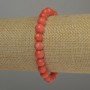 Orange Coral Bracelet, smooth beads, 8 mm diameter, 18 cm length, stretch