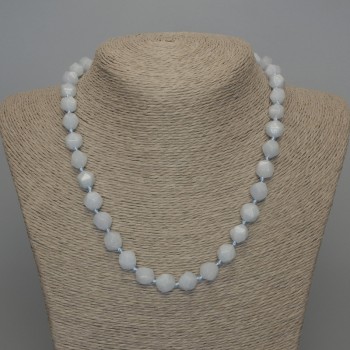 Faceted natural aquamarine necklace, 10x8 mm beads, length 50 cm ± with clasp