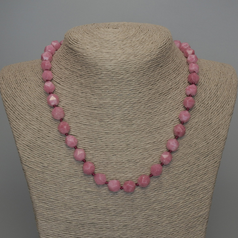 Rhodochrosite Necklace, Faceted 10x8 mm, 50 cm long with a clasp