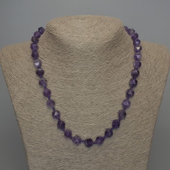Natural Amethyst Necklace with Faceted Beads, Diameter 10×9 mm, Length 50 cm