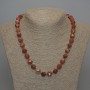 Red Jasper natural-stone necklace with faceted beads, 10x9 mm diameter, 50 cm length